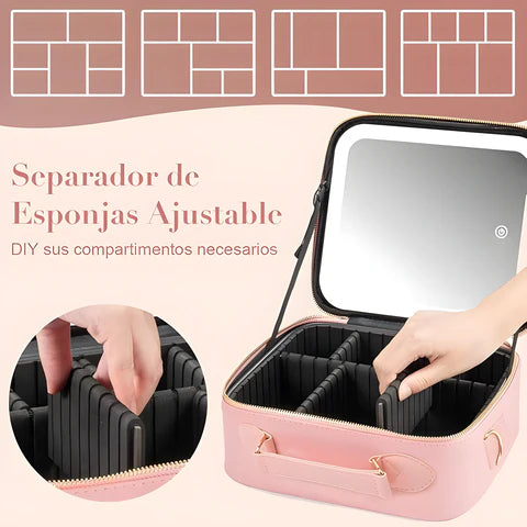 GlowKit - Cosmetiquera con espejo y luz led